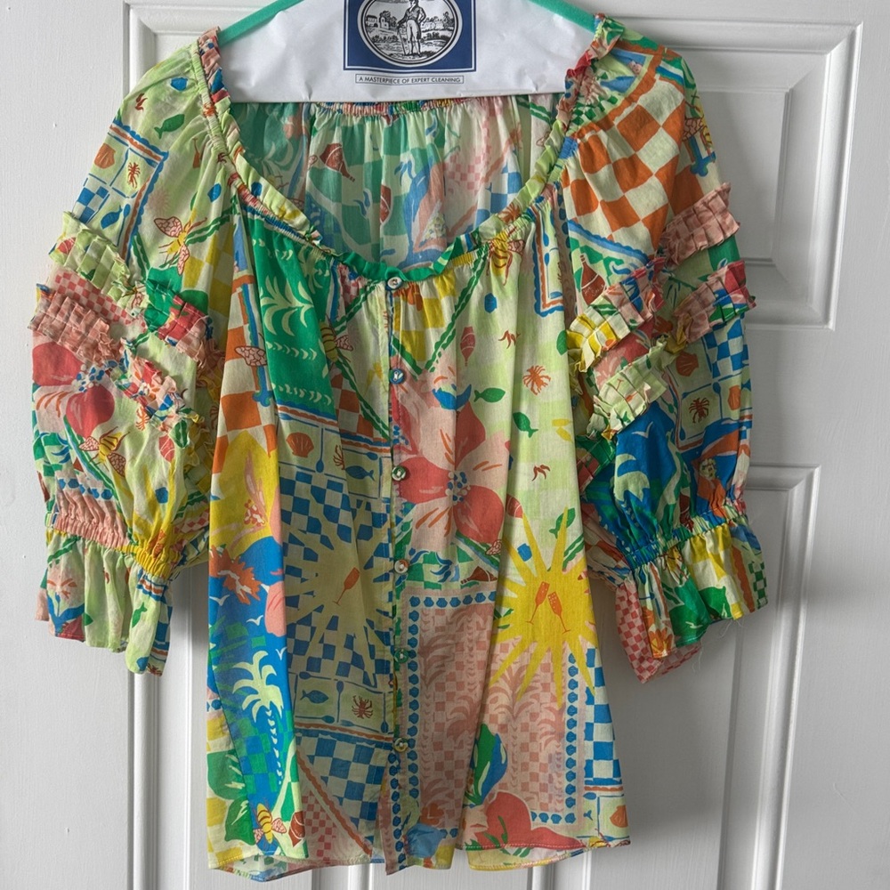 Ramy Brook Multicolor Patchwork Blouse - image 1